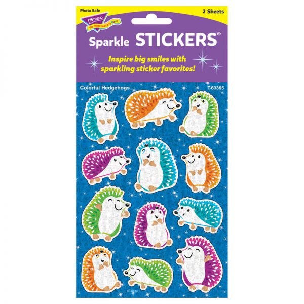 TREND Colorful Hedgehogs Sparkle Stickers®, 24 ct