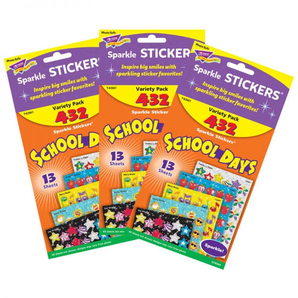 TREND School Days Sparkle Stickers® Variety Pack, 432 Per Pack, 3 Packs