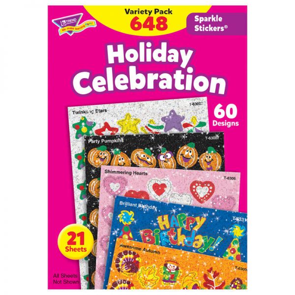TREND Holiday Celebration Sparkle Stickers® Variety Pack, 648 ct