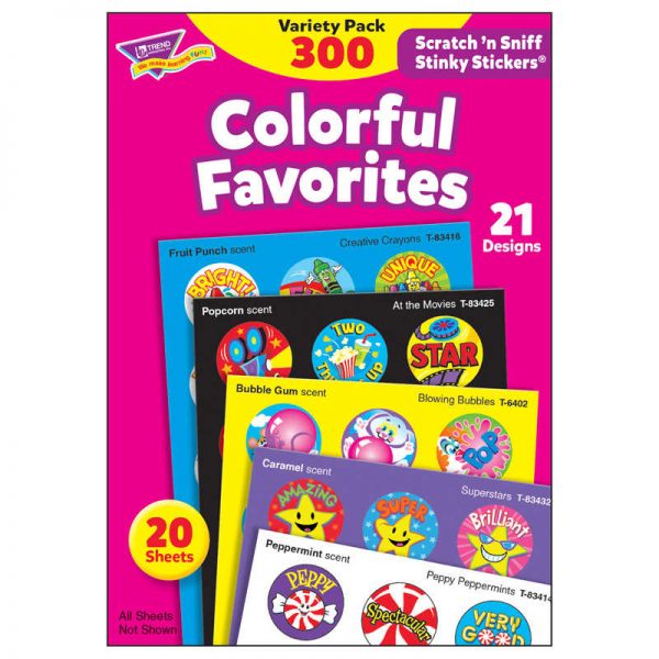 TREND Colorful Favorites Stinky Stickers® Variety Pack, 300 ct