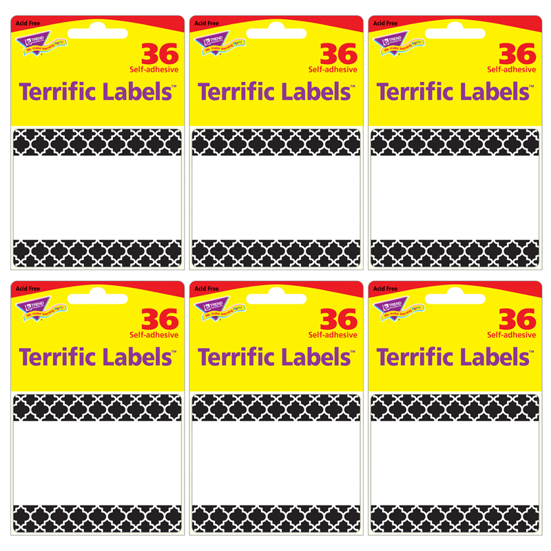 TREND Moroccan Black Terrific Labels™, 36 Per Pack, 6 Packs
