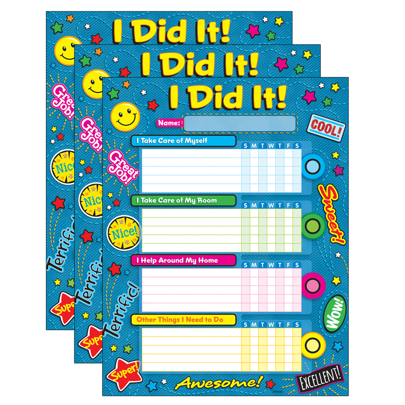 TREND Praise Word Patches Success Charts, 25 Per Pack, 3 Packs
