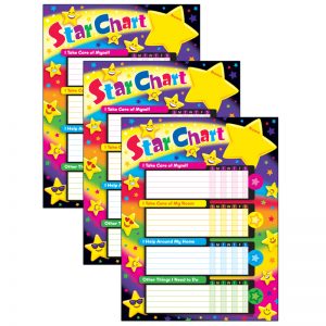 TREND Emoji Stars Success Charts/Chore Charts, 25 Charts & 100 Stickers Per Pack, 3 Packs