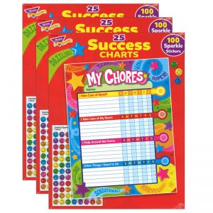TREND Praise Words 'n Stars Chore Charts, 25 Sheets Per Pad, Pack of 3