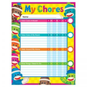 TREND Sock Monkeys Chore Charts, pad of 25