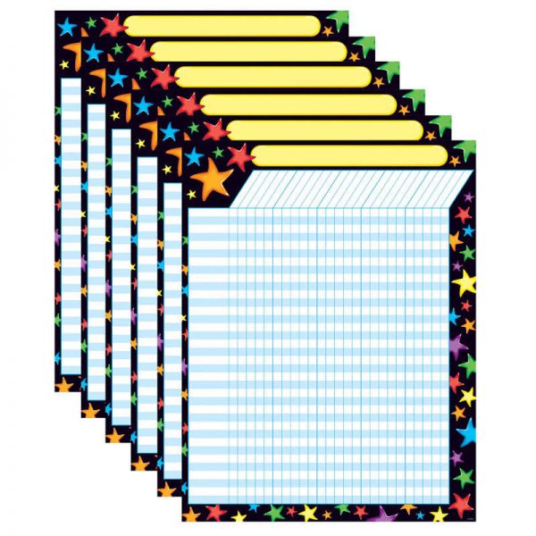 TREND Gel Stars Incentive Chart, 17" x 22", Pack of 6