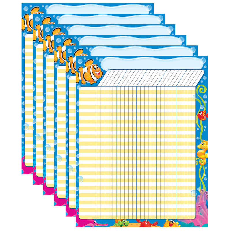 TREND Sea Buddies™ Incentive Chart, 17" x 22", Pack of 6