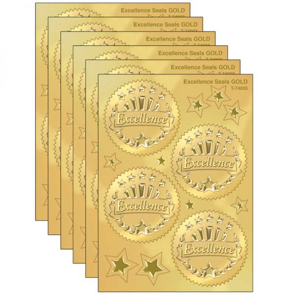TREND Excellence (Gold) Award Seals Stickers, 32 Per Pack, 6 Packs