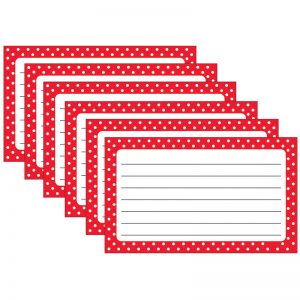 TREND Polka Dots Red Lined Terrific Index Cards™, 75 Per Pack, 6 Packs