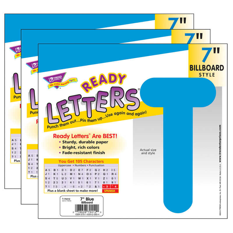 TREND Blue 7" Billboard Uppercase Ready Letters®, 3 Packs
