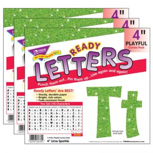 TREND Lime Sparkle 4" Playful Combo Ready Letters®, 3 Packs