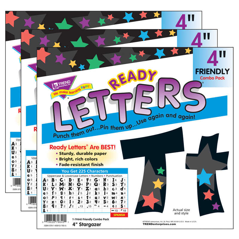 TREND Stargazer 4" Friendly Combo Ready Letters®, 3 Packs