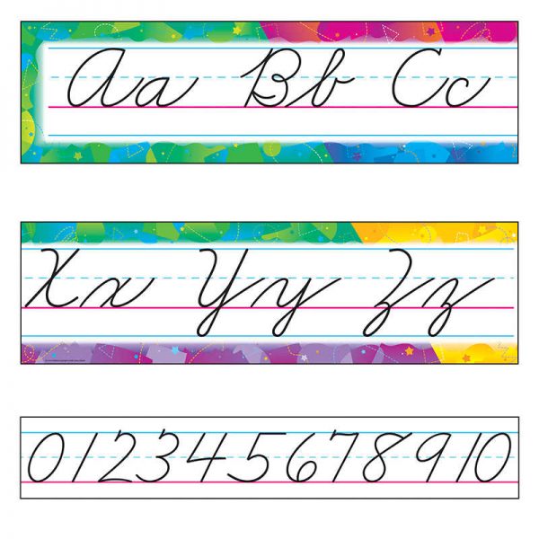 TREND Color Splash Alphabet Line Zaner-Bloser Cursive Bulletin Board Set