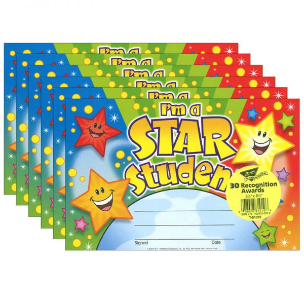TREND I'm a Star Student Recognition Awards, 30 Per Pack, 6 Packs