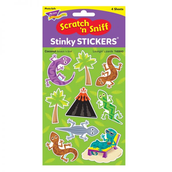 TREND Loungin' Lizards/Coconut Mixed Shapes Stinky Stickers®, 36 ct.