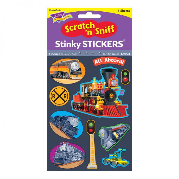 TREND Terrific Trains/Licorice Mixed Shapes Stinky Stickers®, 40 ct.
