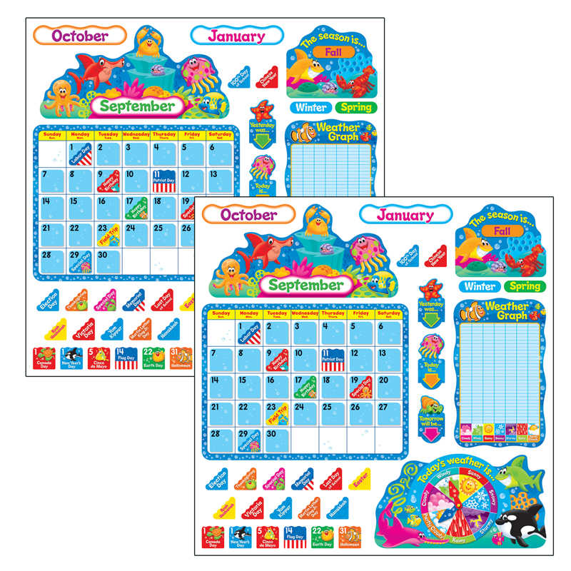 TREND Sea Buddies® Calendar Bulletin Board Set, 2 Sets