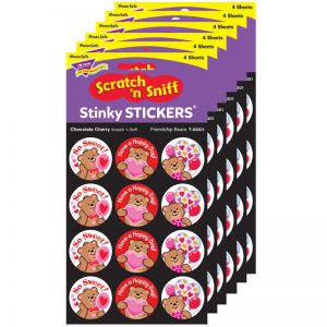 TREND Friendship Bears/Chocolate Cherry Stinky Stickers®, 48 Per Pack, 6 Packs