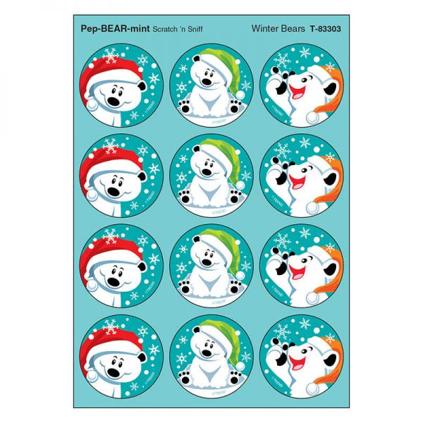 TREND Winter Bears/PepBEARmint Stinky Stickers®, 48 Count