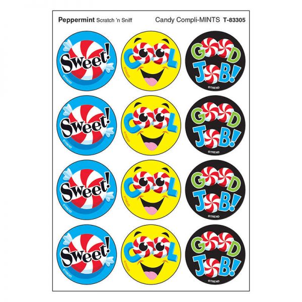 TREND Candy Compli-MINTS/Peppermint Stinky Stickers®, 48 Count