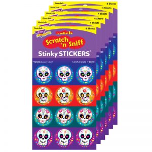 TREND Colorful Skulls/Vanilla Stinky Stickers®, 48 Per Pack, 6 Packs