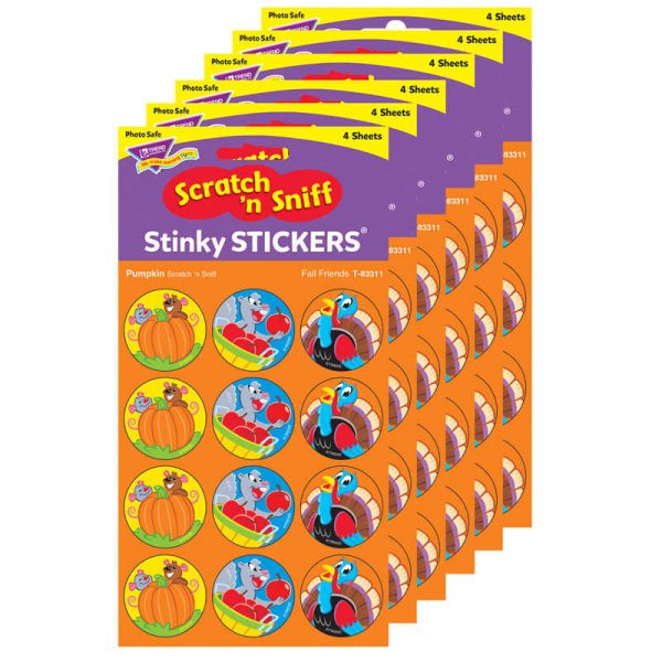 TREND Fall Friends/Pumpkin Stinky Stickers®, 48 Per Pack, 6 Packs