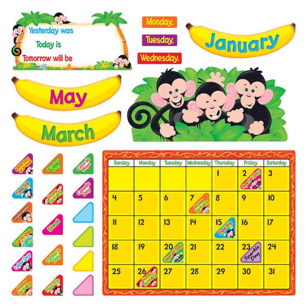 TREND Monkey Mischief® Calendar Bulletin Board Set