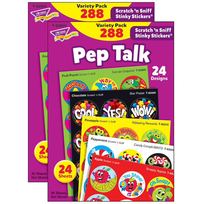 TREND Pep Talk Stinky Stickers® Variety Pack, 288 Count Per Pack, 2 Packs