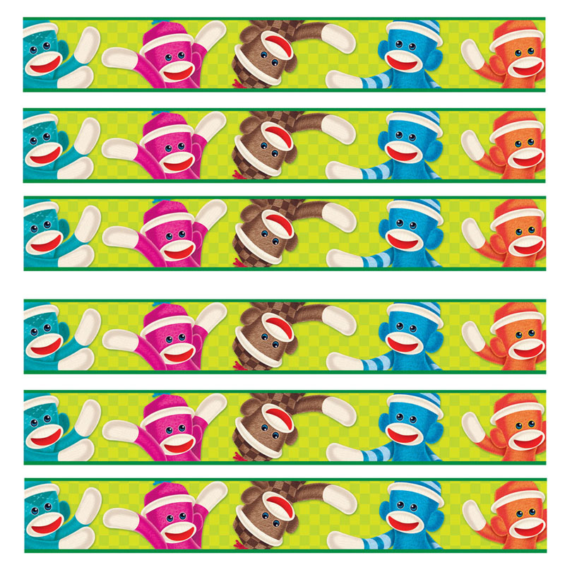TREND Sock Monkeys Bolder Borders®, 35.75 Feet Per Pack, 6 Packs