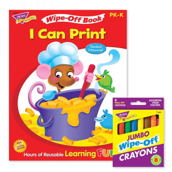 TREND I Can Print Book and Crayons Reusable Wipe-Off® Activity Set