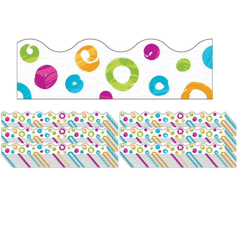 TREND Color Harmony Swirl Dots Terrific Trimmers®, 39' Per Pack, 6 Packs