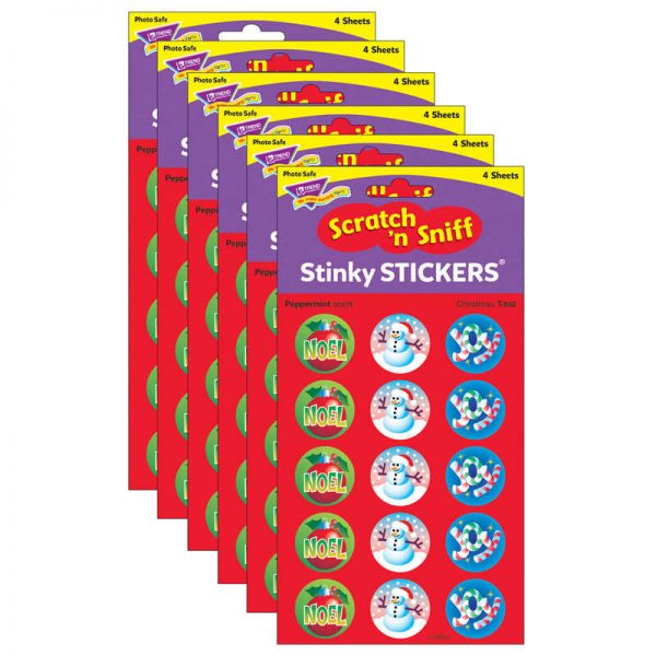 TREND Christmas/Peppermint Stinky Stickers®, 60 Per Pack, 6 Packs
