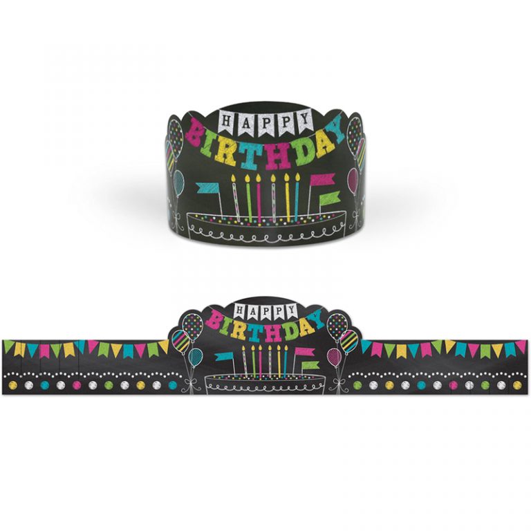 Teacher Created Resources Chalkboard Brights Happy Birthday Crowns, Pack of 30