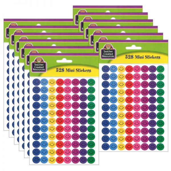 Teacher Created Resources Happy Faces Mini Stickers, 528 Per Pack, 12 Packs