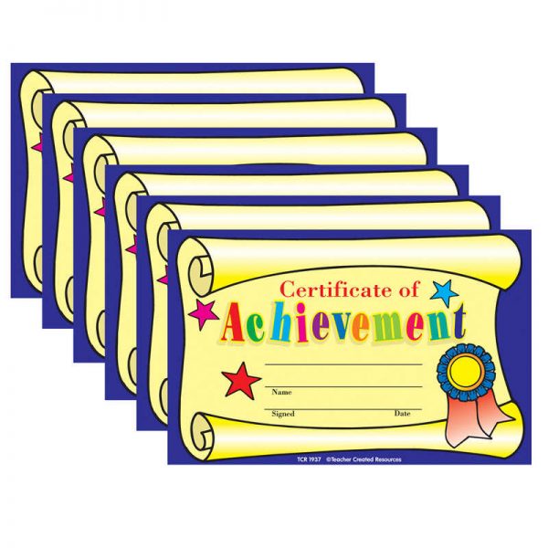 Teacher Created Resources Certificate of Achievement, 25 Per Pack, 6 Packs