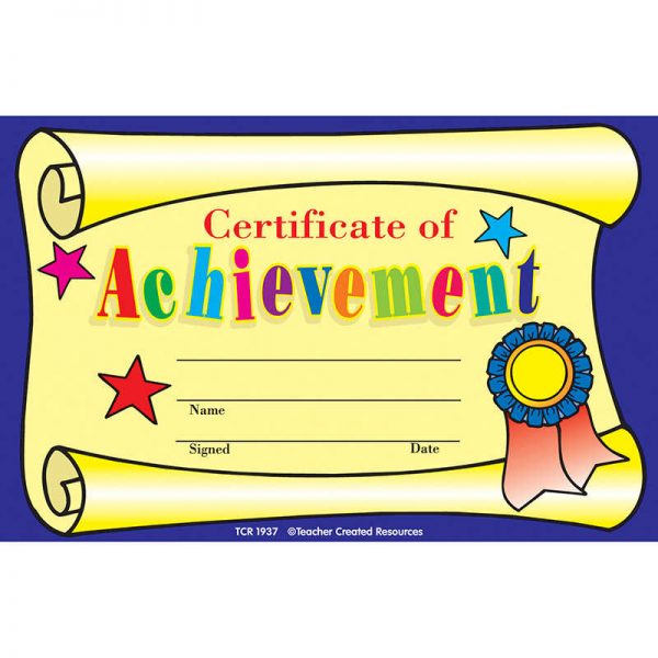 Teacher Created Resources Certificate of Achievement, Pack of 25