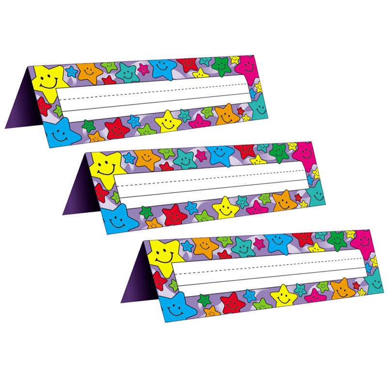 TeachersParadise Teacher Created Resources Happy Stars Tented Name Plates, 36 Per Pack, 3