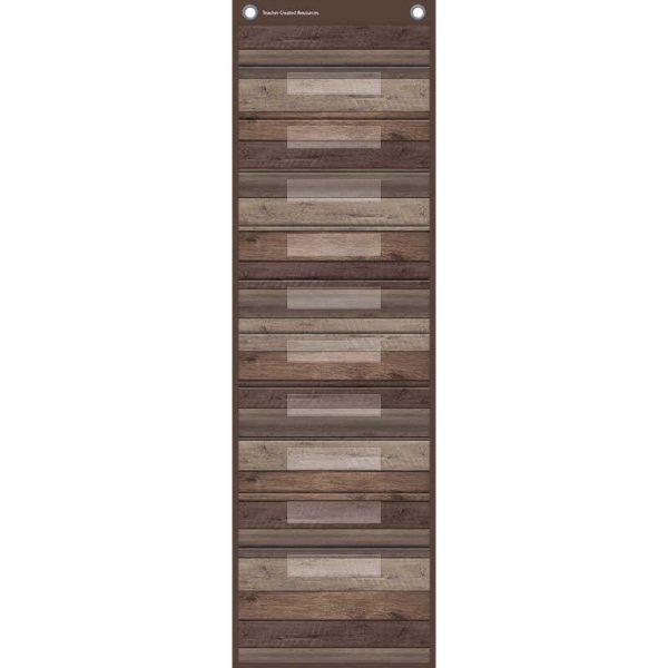Teacher Created Resources Dark Wood 10 Pocket File Storage Pocket Chart, 14" x 58"