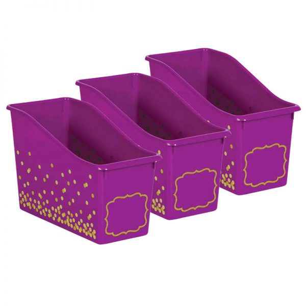 Teacher Created Resources Purple Confetti Plastic Book Bin, Pack of 3