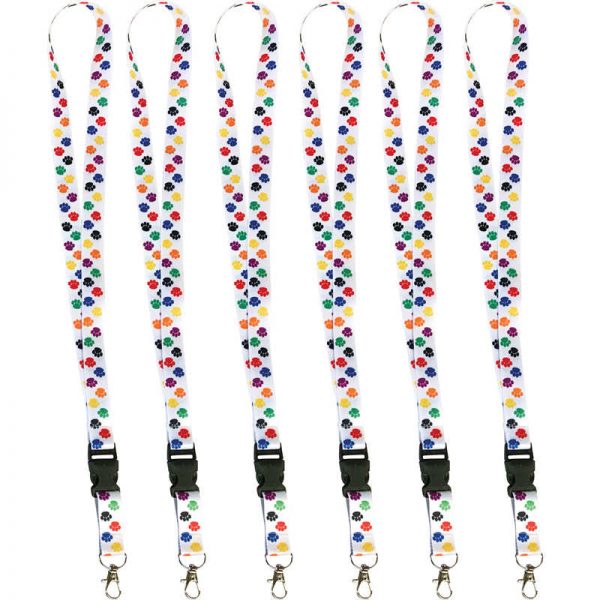 Teacher Created Resources Colorful Paw Print Lanyard, Pack of 6