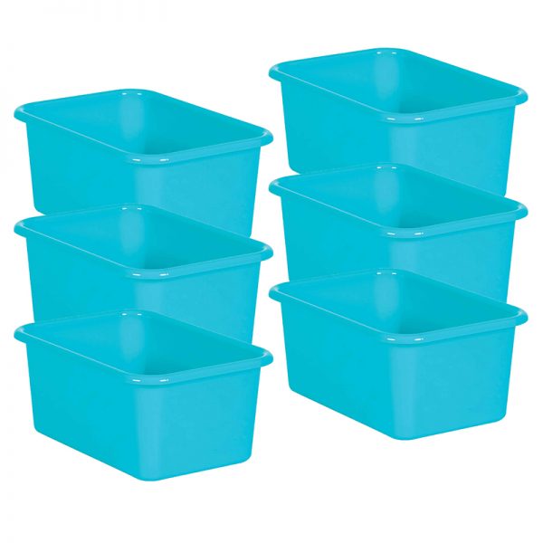 Teacher Created Resources Teal Small Plastic Storage Bin, Pack of 6