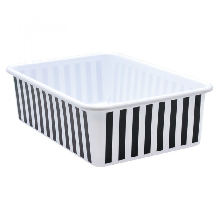 Teacher Created Resources Black and White Stripes Large Plastic Storage Bin 16¼"L x 11½"W x 5"H