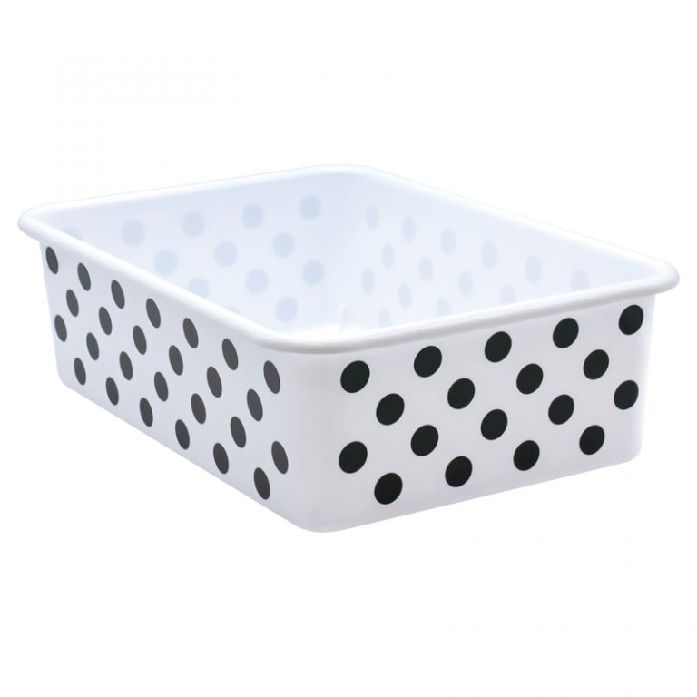 Teacher Created Resources Black Polka Dots on White Large Plastic Storage Bin 16¼"L x 11½"W x 5"H