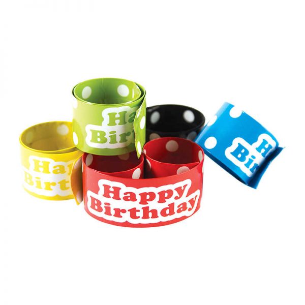 Teacher Created Resources Polka Dots Happy Birthday Slap Bracelets, 10/Pack