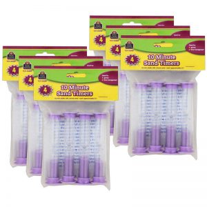 Teacher Created Resources Small Sand Timer, 10 Minute, Purple, 4 Per Pack, 6 Packs