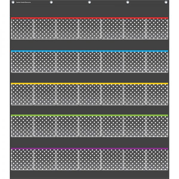 Teacher Created Resources Black Polka Dots Storage Pocket Chart