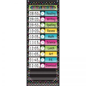 Teacher Created Resources Chalkboard Brights 14 Pocket Daily Schedule Pocket Chart, 13" x 34"