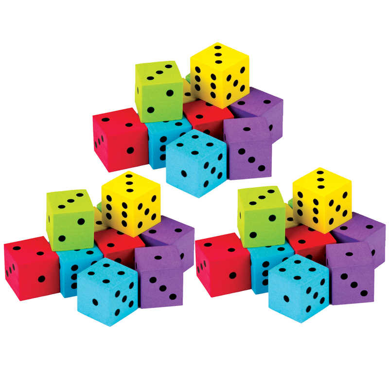 TeachersParadise Teacher Created Resources Foam Colorful Dice, 20 Per Pack, 3 Packs TCR208083