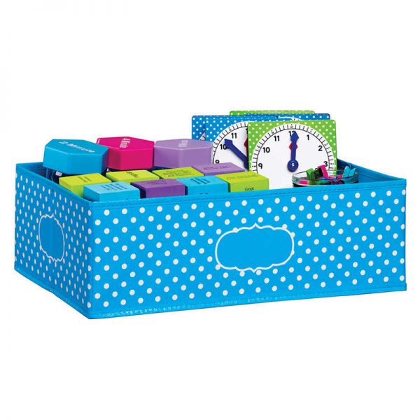 Teacher Created Resources Aqua Polka Dots Storage Bin