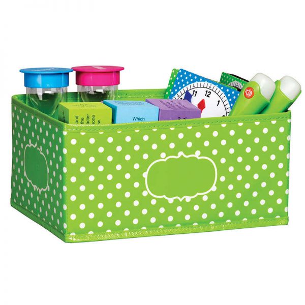 Teacher Created Resources Lime Polka Dots Small Storage Bin